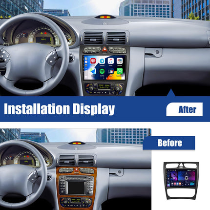[4+64G] SIXWIN Android 13 autoraadio CarPlay/Android Auto/peegliühendusega Mercedes-Benz C-klassile/CLK-le (2002-2004), 9-tolline HD puuteekraan, toetab WiFi-d, GPS-i, Bluetooth 5.0, FM/RDS 32EQ+tagurduskaamerat