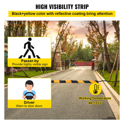 VEVOR Rubber Cable Bridge, Set of 2, 2-Channel Speed ​​Bump, Modular Speed ​​Bump with a Load Capacity of 9980 kg, 102 x 30 x 6 cm Garage Speed ​​Bump for Asphalt, Concrete &amp; Gravel Driveways