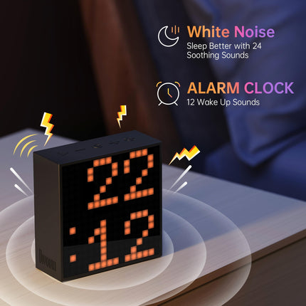 Divoom Timebox-Evo Pixel Art Portable Bluetooth Speaker with Programmable 256 LED Panel, 3.9 x 1.5 x 3.9 inches (Black)