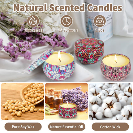 Scented candle gift set, Christmas gifts, little things, 9x80g scented candles, natural soy wax | Scented candle set with a long burn time of up to 180 hours | Small gifts for women, Christmas