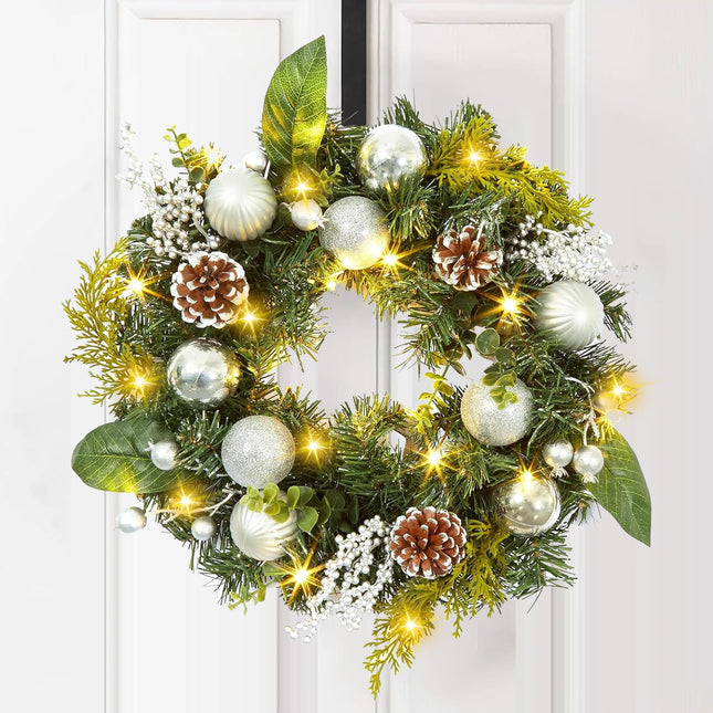 Christmas wreath, Christmas door wreath, Christmas wreath front door decoration artificial, Christmas door wreath illuminated, fireplace and wall decoration, Christmas wreath decoration, for Advent door