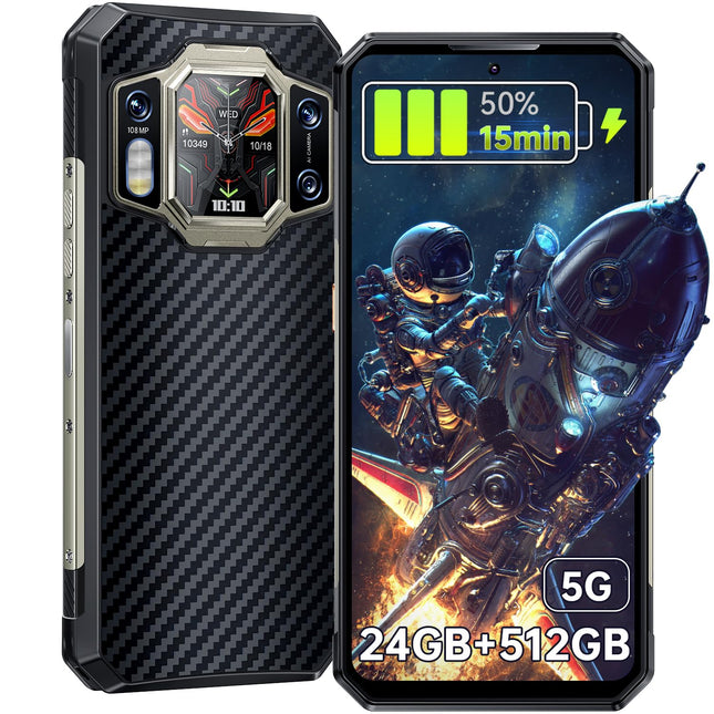 OUKITEL WP30 Pro Outdoor Mobile Phone 5G - 24+512GB Dimensity 8050 Outdoor Smartphone Without Contract, 11000mAh/120W, 108MP+20MP Night Vision, 6.78" FHD+ 120Hz Dual Display, IP68 Android 13, WiFi 6, NFC