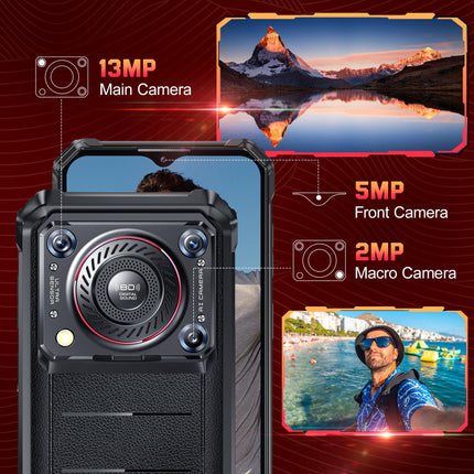 OUKITEL WP36 PRO outdoor mobile phone with 128dB speaker, 24GB+256GB 10600mAh outdoor smartphone without contract, Android 14 construction site phone, 6.52 inch display, 13MP+5MP, dual SIM 4G/IP68 mobile phone/NFC/GPS/OTG