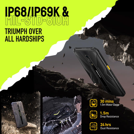 Ulefone Armor X12 Rugged Phone, 6GB + 32GB + 256GB Expandable Rugged Smartphone, Android 13 GO, 4860mAh Battery, 13MP + 8MP, 5.45" HD+, IP68/WIFI 5G/NFC/OTG - Orange