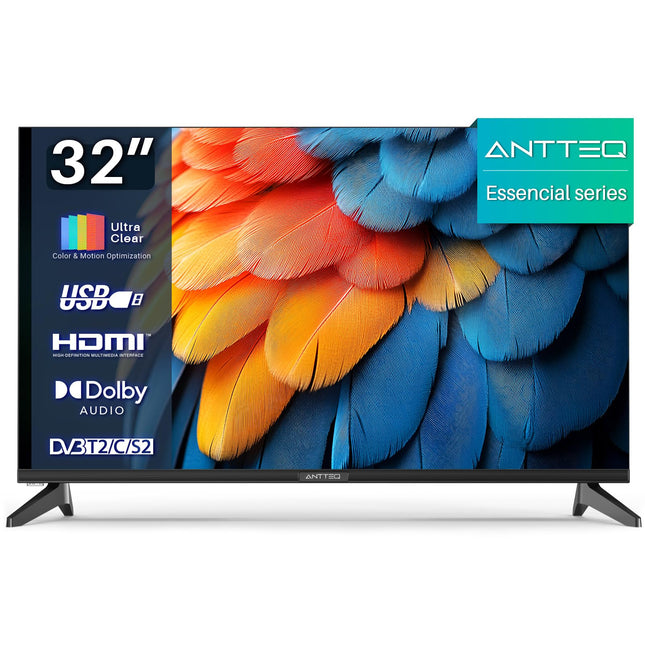 Antteq Essential seeria 32-tolline (81 cm) LED-teler, HD, kolmekordne tuuner (DVB-T2/S2/C), hotellirežiim, E32-AH1Q1L, 2024
