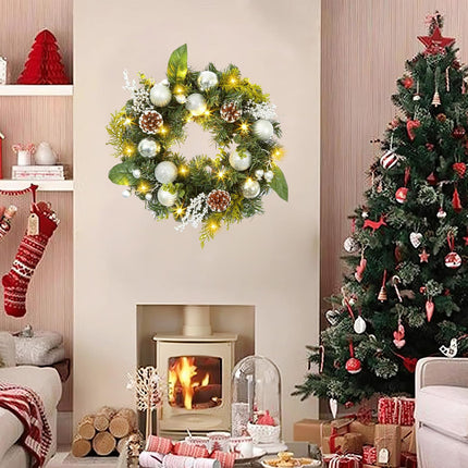 Christmas wreath, Christmas door wreath, Christmas wreath front door decoration artificial, Christmas door wreath illuminated, fireplace and wall decoration, Christmas wreath decoration, for Advent door