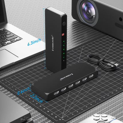 Lemorele 5 sisendi ja 1 väljundi HDMI jaotur, 4K UHD jaotur kaugjuhtimispuldiga, lüliti toetab 4K@30Hz, 1080P, HDCP, HDR Firestick Xbox PS4 PS3 Blu-Ray DVD jaoks