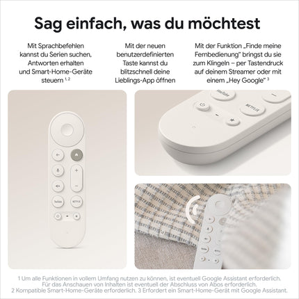 Google TV Streamer 4K – lõõgastav meelelahutus kiire voogedastuse ja häälotsinguga kaugjuhtimispuldiga – filmid, sarjad, otseülekanded ja Netflix 4K HDR-is – 32 GB salvestusruumi – Portselan
