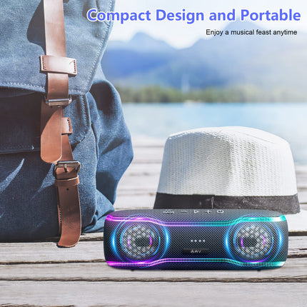 AY Bluetooth Speaker Music Box Portable IPX7 Waterproof Bluetooth Box with Colorful Lights and Rich Bass, Stereo Pairing, Built-in Microphone, 24h Battery, Perfect for Home, Outdoors