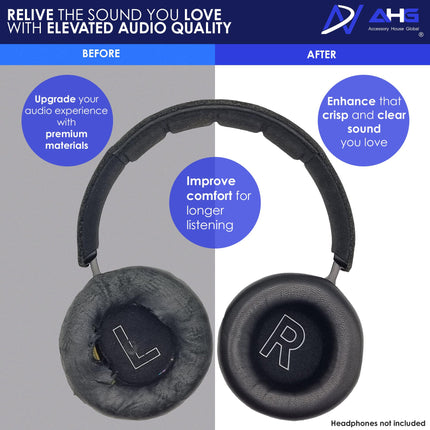 AHG premium-kõrvapadjad, ühilduvad Bang &amp; Olufsen Beoplay H9 3. põlvkonna (ei ühildu H9 ja H9i mudelitega) ja Beoplay HX kõrvaklappidega (must). Kvaliteetne lambanahk, AHG FlexiSoft.