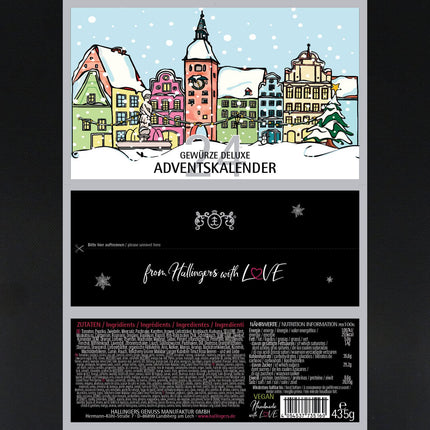 Hallingersi vürtside advendikalender ja premium-santoku - vürtside advendikalender, 24 vürtsi ja premium-noa komplekt (komplekt) - emadepäeva- ja isadepäevakingitused | New Home Hanukkah Friends