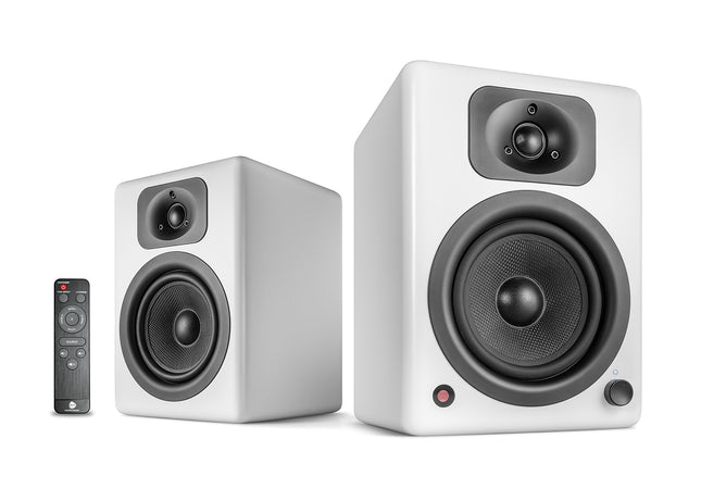 wavemaster TWO NEO soft white – Bookshelf speaker system (60 watts) with Bluetooth streaming, digital connections, and IR remote control. Active speakers for use with TV/tablet/smartphone, matte white (66366)