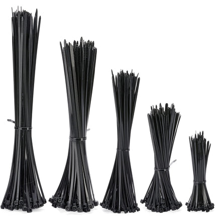 INTMALTE kaablisidemed, 500 tk pakendis plastkaablisidemed, vastupidavad iselukustuvad väikesed nailonist kaablisidemed koju, kontorisse, aeda, erinevad suurused 100 mm, 150 mm, 250 mm (suurus 1, must)