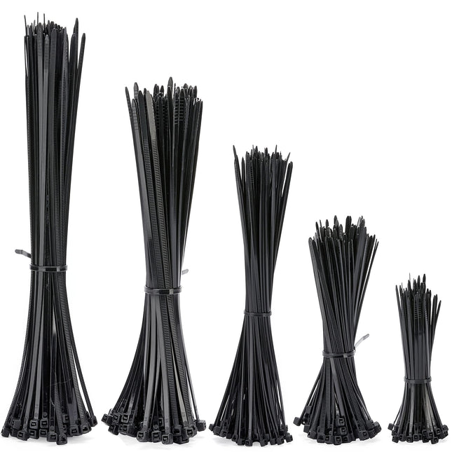 INTMALTE kaablisidemed, 500 tk pakendis plastkaablisidemed, vastupidavad iselukustuvad väikesed nailonist kaablisidemed koju, kontorisse, aeda, erinevad suurused 100 mm, 150 mm, 250 mm (suurus 1, must)