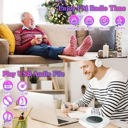 Kaasaskantav CD-mängija lauaalusega, Bluetooth CD-mängija, raadioga CD-mängija koduseks kasutamiseks, toetab FM-i, USB-porti, AUX-sisendit/väljundit, isiklik audiopleier reguleeritava nurgaga alusega