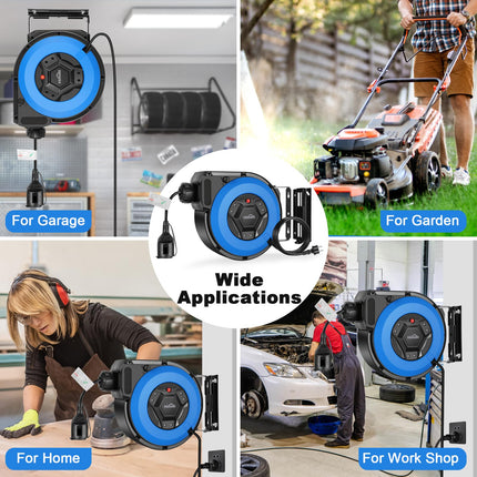 Professional Automatic Cable Reel with Bracket 15 m + 2 m | Wall and Ceiling Mounted Retractable Power Reel | 1500W ~ 3000W Automatic Cable Reel | 180° Rotatable | Cable Reel Protection Level IP44