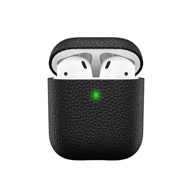 Keybudz Artisan nahast kaitseümbris Apple AirPodsi ümbrisele, ümbrisekate, ehtne nahk, kõrvaklapid, kõrvaklappide tarvikud, laadimisümbris, must