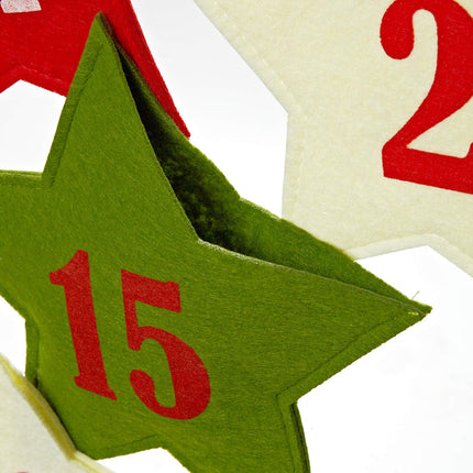 HEITMANN DECO advendikalender riputamiseks ja ise täitmiseks - vildist advendikalender - punane, roheline, valge - tähed, 40 x 40 x 3,5 cm