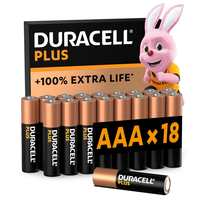 Duracell Plus AAA patareid, 18 tk pakis, kauakestev võimsus, AAA patarei koju ja kontorisse [Amazoni eksklusiivne toode]