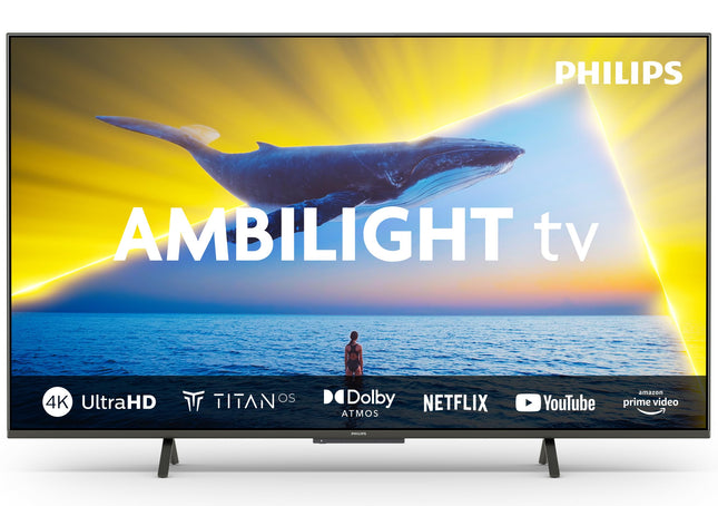 Philips Ambilight 43PUS8109 4K LED nutiteler - 43-tolline ekraan pikslitäpse Ultra HD-ga, Titan OS platvormi ja Dolby Atmosega, töötab Alexa ja Google Assistantiga - satiinkroom