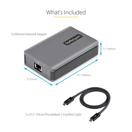StarTech.com Thunderbolt 3 Network Adapter, 10GbE, Thunderbolt 3 to Multi-Gigabit LAN/Ethernet Adapter, 10GBASE-T/5-2.5GBASE-T NIC, Thunderbolt 3/4 LAN Adapter, TB3/4 Cable, Win/Mac (TB310G2)