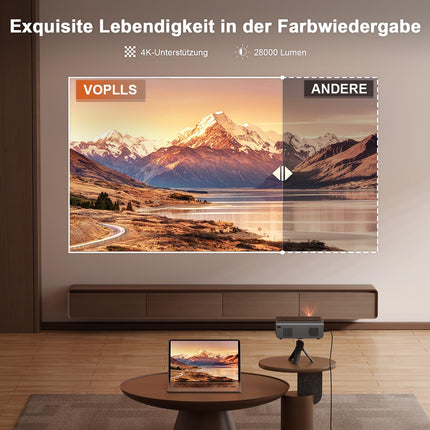 Nutikas projektor 4K【Netflix Official &amp; Dolby Audio】 28000L autofookusega/6D trapetsikorrektsiooniga projektor Full HD 1080P, VOPLLS ​​​​WiFi6 Bluetooth-toega 4K videoprojektor kodukino/välistingimustes kasutamiseks PS5/mobiiltelefoni projektor