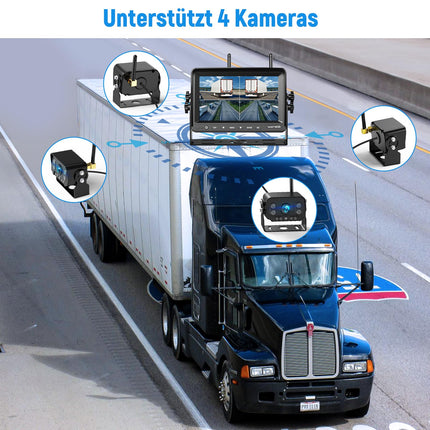 VASTEND juhtmevaba tahavaatekaamera, 7-tollise monitoriga juhtmevaba tahavaatekaamera, 1080P juhtmevaba tahavaatekaamera IP69 veekindla ja stabiilse signaaliga haagissuvila, veoauto, auto ja matkaauto jaoks (VE-7A)