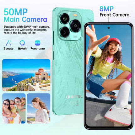 OUKITEL C65 Android 15 Handy Ohne Vertrag, 16GB+128GB/1TB Smartphone Ohne Vertrag, 6.7" HD+ 90Hz Handy Günstig, 50MP+8MP, 5150mAh Simlockfreie Handys, Dual SIM 3 Steckplatz/Fingerabdruck/3.5mm Jack