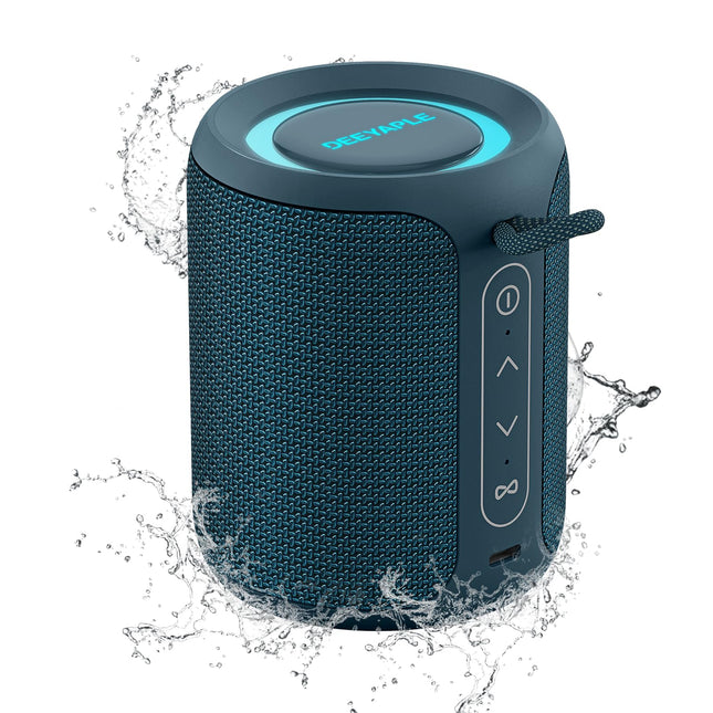 Deeyaple Bluetooth Speaker, Baffle with Intense Bass, Connected Bluetooth 5.3, 15W Bluetooth Speaker, IPX7 Waterproof, Dual Stereo Pairing, with 10 Hours Battery Life (Blue)