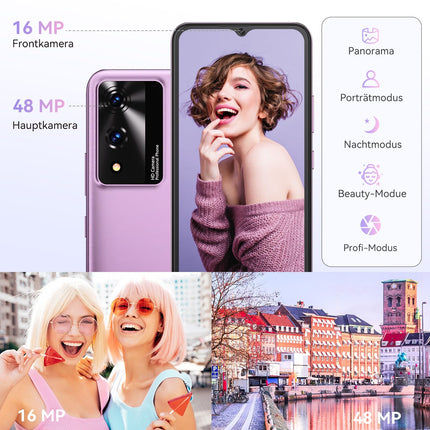 CUBOT A10 mobiiltelefon ilma lepinguta, 12 GB + 128 GB / 1 TB laiendatav, Android 14 nutitelefon, 6,56-tolline ekraan, 5100 mAh aku, 48 MP põhikaamera, kaheksatuumaline protsessor, kahekordne 4G SIM-kaart, OTG, Face ID, GPS, lilla