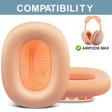 SOPROM kõrvapadjade vahetus Airpods Max kõrvaklappidele, kõrvapadjad vastupidava võrguga, pehme vaht - oranž