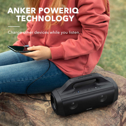 Soundcore Motion Boom Bluetooth speaker by Anker, with titanium audio drivers, BassUp technology, IPX7 water protection, 24h battery, ideal for outdoors, garden, beach