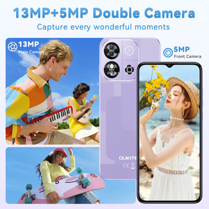 OUKITEL C57S Android 14 nutitelefon ilma lepinguta 4G, 8GB+64GB/128GB mobiiltelefon odav, kaheksatuumaline, 6,52-tolline HD+, 4300mAh mobiiltelefon ilma lepinguta, 4G kolmekordne SLM SIM-kaardivaba mobiiltelefon - kuldne