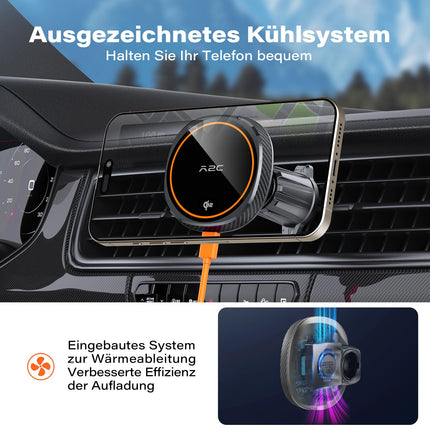 APPS2Car Qi2 15W Magsafe car phone holder with charging function, car phone holder for car ventilation, wireless car phone holder, magnet wireless charger car holder, inductive charging for iPhone, Samsung, etc.