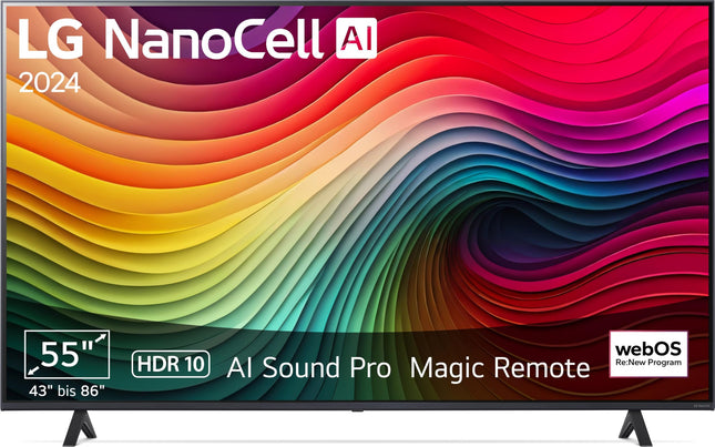LG 55NANO81T6A TV 55" (139 cm) NanoCell TV (α5 Gen7 4K AI processor, webOS 24, HDR10, up to 60Hz) [Model year 2024]