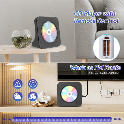 Qoosea DVD-mängija telerile, lauaarvuti DVD/CD-mängija koju, Bluetooth-kõlaritega, ekraaniga, äratuskellaga, FM-raadio ja CD-mängijaga, USB-kaardi taasesitusega, kaasas kaugjuhtimispult, HDMI- ja AV-kaabel
