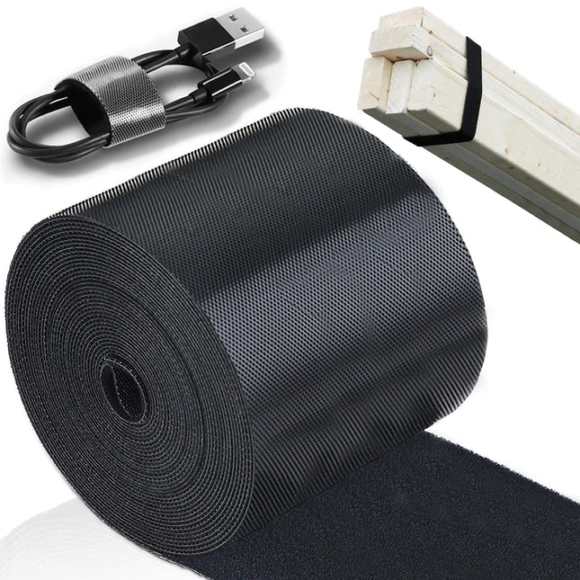 TEUVO takjapaelaga kaablisidemed, 100 mm x 3M mittekleepuv takjapael kaablite sidumiseks, isetegemiseks, kardinate kinnitamiseks, korduvkasutatav takjapael kaablite haldamiseks kodus ja kontoris