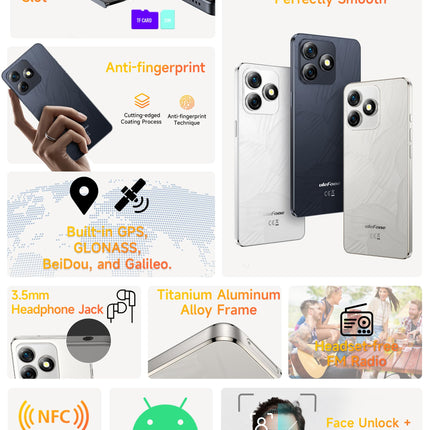 Ulefone Note 18 Ultra 5G mobiiltelefon ilma lepinguta, 50MP + 50MP + 32MP kaamera, 12GB + 256GB/SD-2TB Android 13 nutitelefon 18W kiirlaadimisega, 6,78-tolline FHD+, 5450mAh aku, GPS/OTG/NFC, must