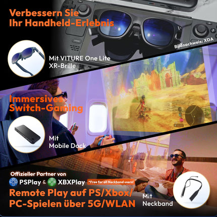 VITURE One Lite XR prillid, 120-tolline Full HD, Harman Sound, AR-prillid iPhone 16/15 jaoks (toas video toetatud), Steam Deck/ROG Ally/mängukonsoolid/PC/Android