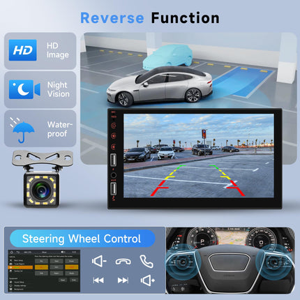 A-apple Carplay autoraadio 1 DIN Android Auto Mirror Link Bluetoothiga 7-tolline puutetundliku ekraaniga autoraadio Bluetooth Handsfree FM-raadio USB/AUX/TF/EQ Roolil juhtimine tahavaatekaamera