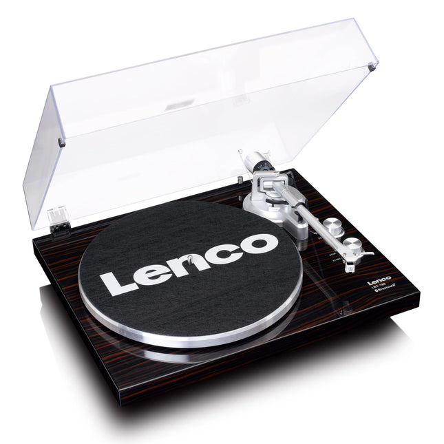 Lenco LBT-188 plaadimängija - Bluetooth-plaadimängija - rihmülekanne - 2 kiirust 33 ja 45 p/min - libisemisvastane - vinüüli MP3-ks teisendamine - tumepruun, LBT-188 WA, pähklipuu