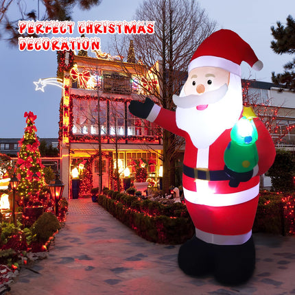 Vintoney 8FT/244cm Christmas Inflatable Santa Claus Inflatable Rotating LED Light Garden Decoration Inflatable Indoor and Outdoor Upgraded Santa Claus Christmas Decoration