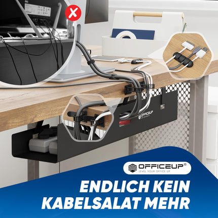 OfficeUp® KAABLIKANALI laud - Kaablihaldus [Täielik komplekt] - Kaablihaldus - Kaablihoidik [Eemaldatav] - Kaablialus - Saadaval nüüd