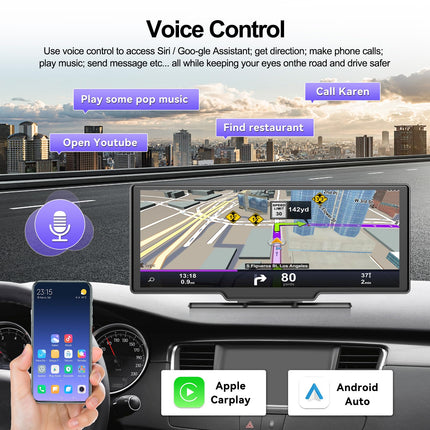 Digitaalne meediavastuvõtja, juhtmevaba CarPlay, Android Auto, hääljuhtimisega, 10,26-tolline puuteekraan GPS-navigatsiooni/Bluetoothi/FM-i/hääljuhtimise/HD-tagurduskaamera/AUX-i/32G SD-kaardi pesaga tahavaatekaamera