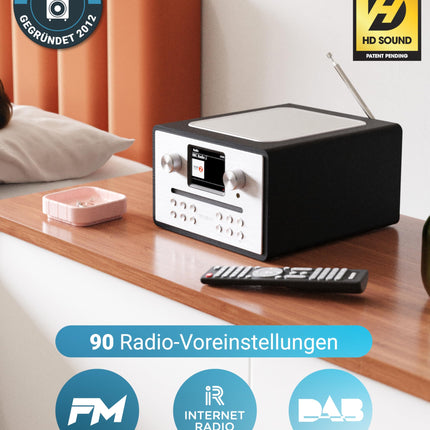 Internetiraadio CD-mängija ja DAB Plus-iga | Köögiraadio Bluetoothi ​​ja FM-raadioga | Digitaalraadio WiFi koos Spotify Connecti ja taskuhäälingutega | EQ, värviline ekraan, pult kaasas | MAJORITY Homerton (must)