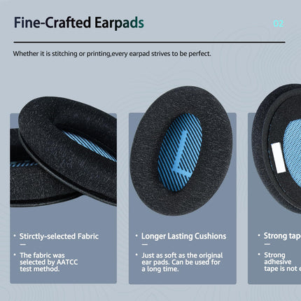 Comfort Ear Pads for Bose QuietComfort 25/QC25 Headphones, Compatible with QC35, QC35ii, QC45, QC15 and More, Exclusive Replacement Styles, s2