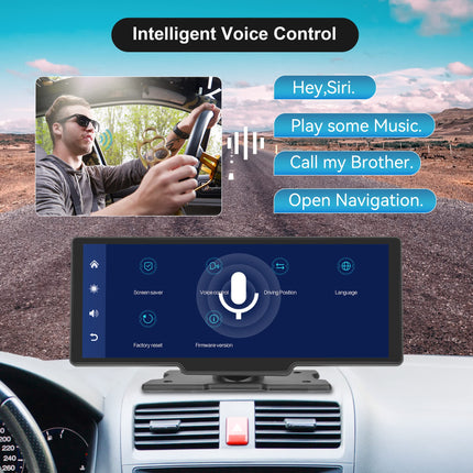 Wireless Apple Carplay Android Auto Portable Car Radio with Rear View Camera 64G TF Card, 10.26 Inch Touchscreen Portable Car Radio with Airplay/Android Cast/Dual Bluetooth/FM Transmitter/Voice Control/AUX