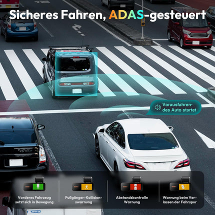 BOTSLAB auto armatuurlaud esi-taga, 4K auto armatuurlaud GPS WiFi-ga, topelt autokaamera 64GB SD-kaardiga, ADAS, öönägemine, 170° lainurk, WDR, 2.45" IPS, 24/7 parkimise jälgimine, tsükkelsalvestus