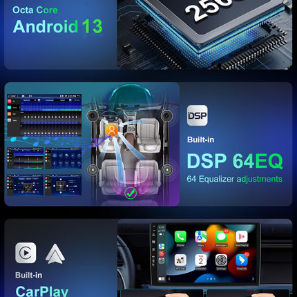 MISONDA 8GB+256GB 2 DIN 9-tolline IPS-ekraan Android autoraadio Carplay Android Auto MirrorLink RDS tasuta tahavaatekaamera + mikrofon