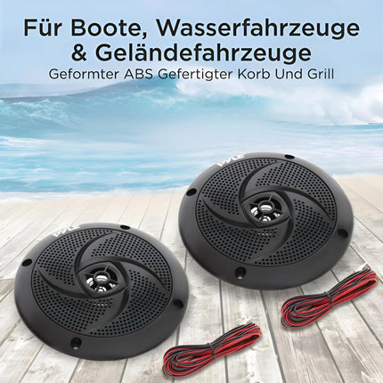 Pyle Waterproof Speakers, Marine Speakers, Outdoor Speakers, 180 Watts In-Wall Speakers, for Bathroom, Spa Room, Boat, UTV, ATV, RV Car &amp; Golf Cart, Pair - Flat Speakers, 13cm
